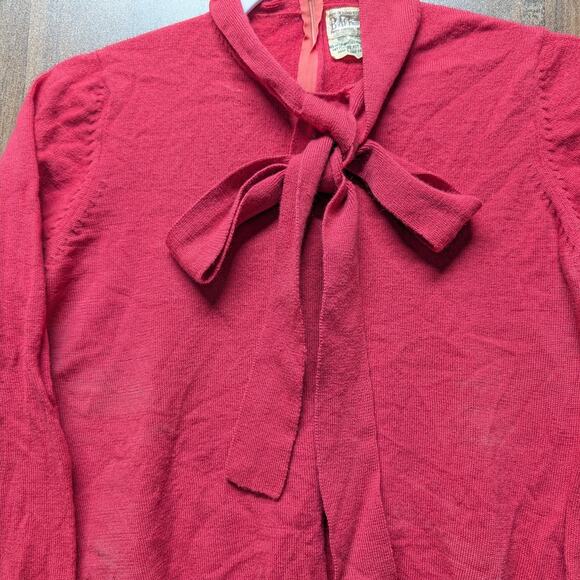 1960s B. Altman Ribbon Tie Women's Blouse Shirt - Picture 3 of 6